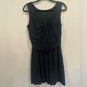Theory Navy Silk Chiffon Wool Ruched Dress Size 10